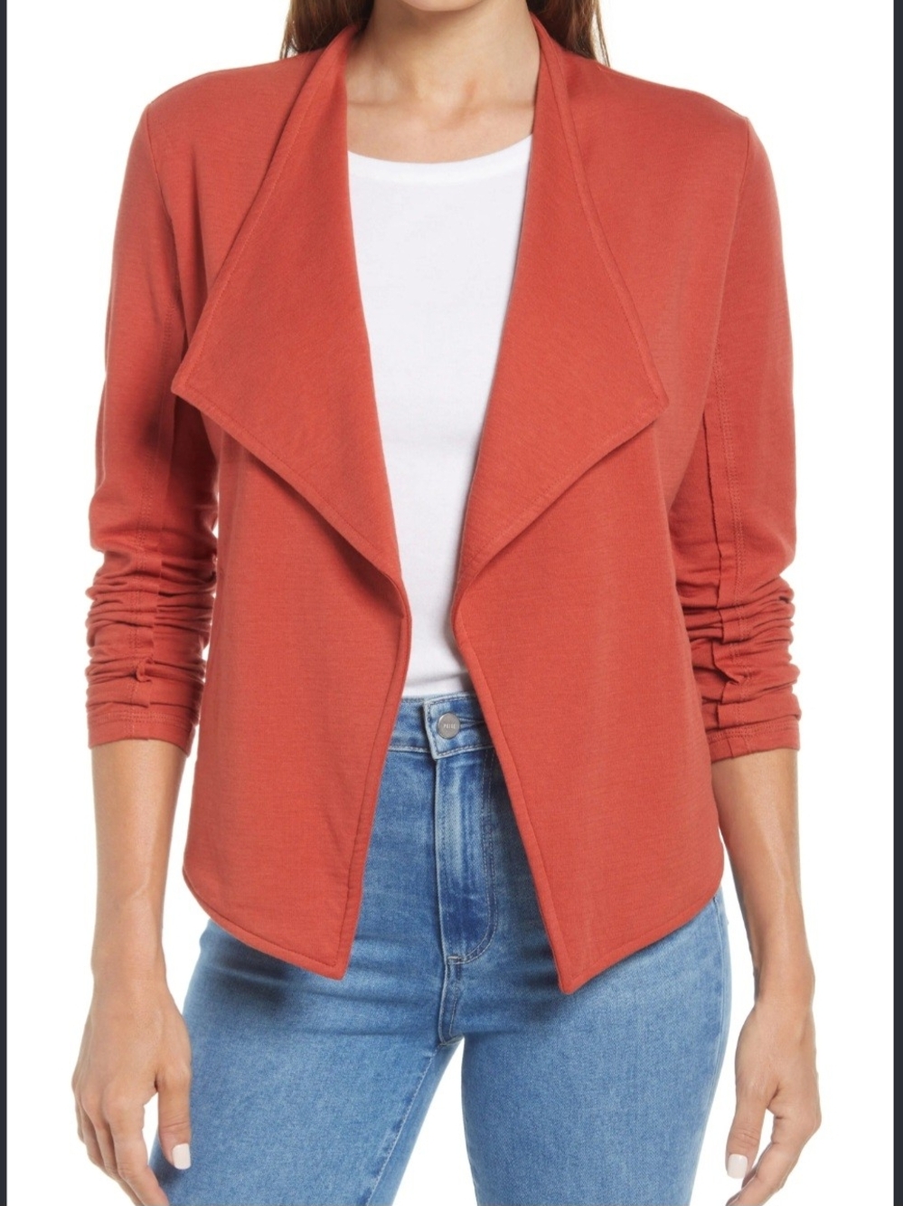 Caslon Open-Front Rust Cardigan Sweater
